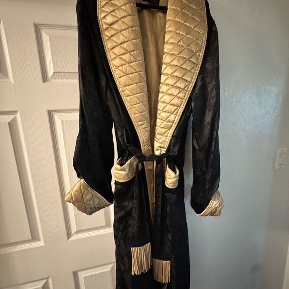 Luxurious Black and Gold Quilted Women's Robe